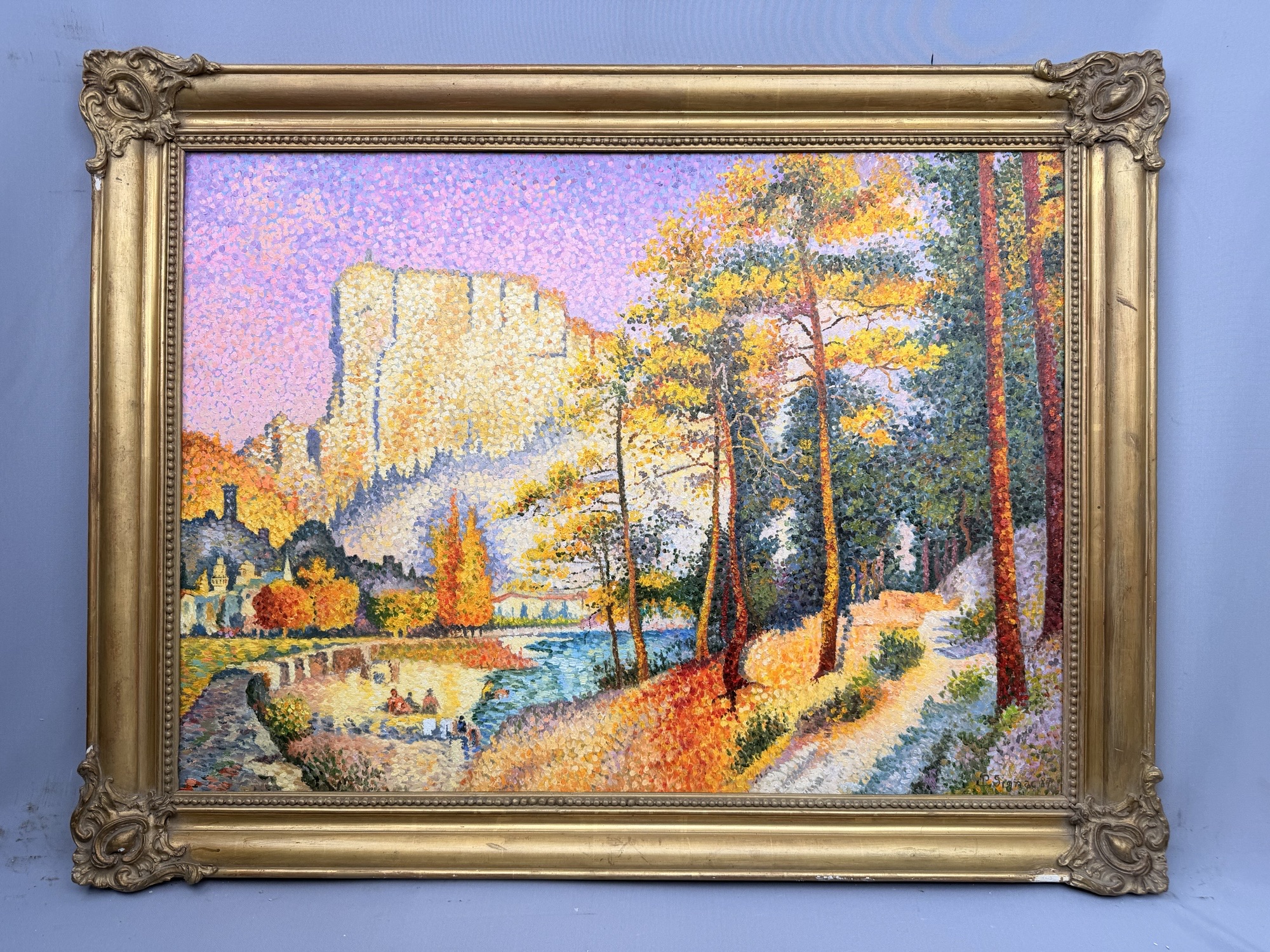 Extraordinary Pointillist Oil by Paul Signac